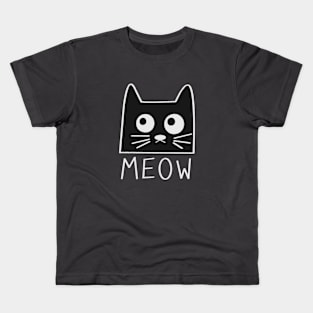 Black Cat Meow Kids T-Shirt